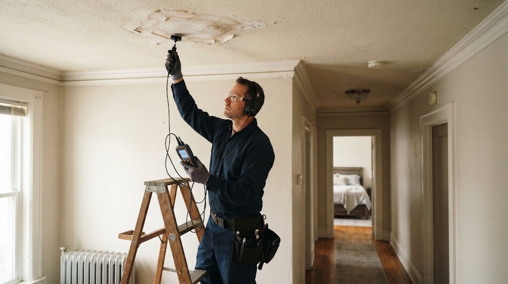 Professional water leak detection Winslow NJ specialist conducting moisture mapping