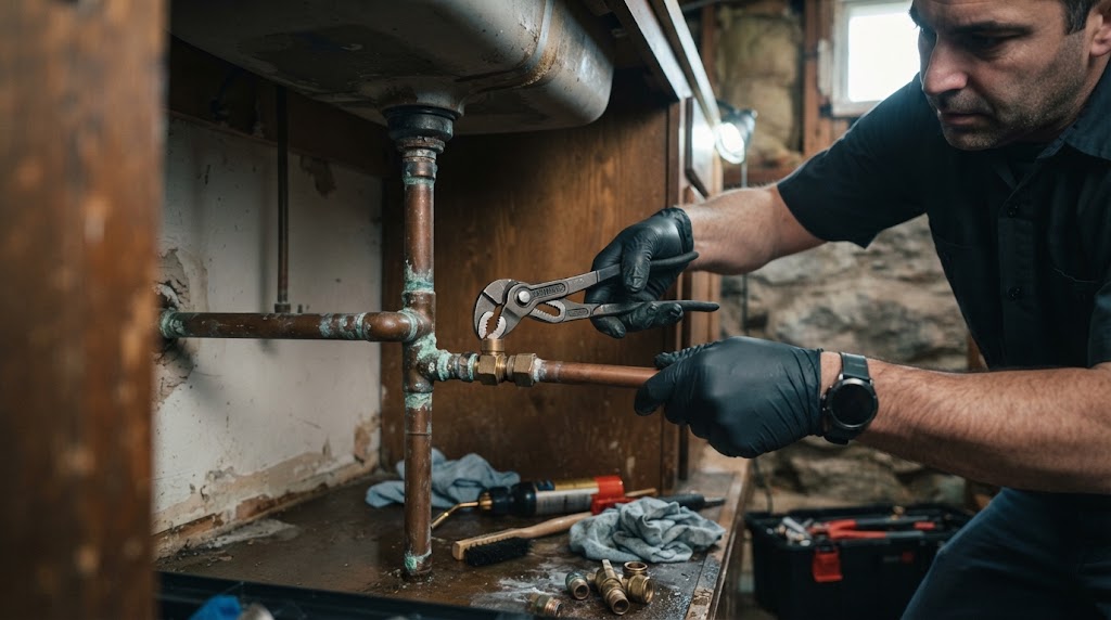 Professional technician performing water line leak detection Winslow NJ on underground service